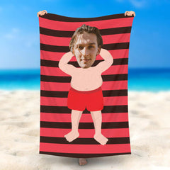 Lofaris Personalized Plus Size Man Black Red Beach Towel