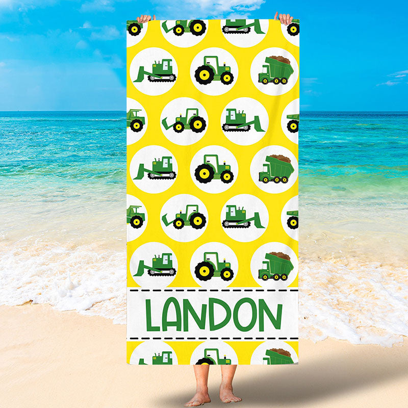 Lofaris Personalized Popular Vehicles Boys Beach Towel