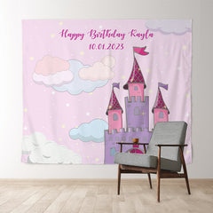 Lofaris Personalized Princess Castle Sign Birthday Backdrop