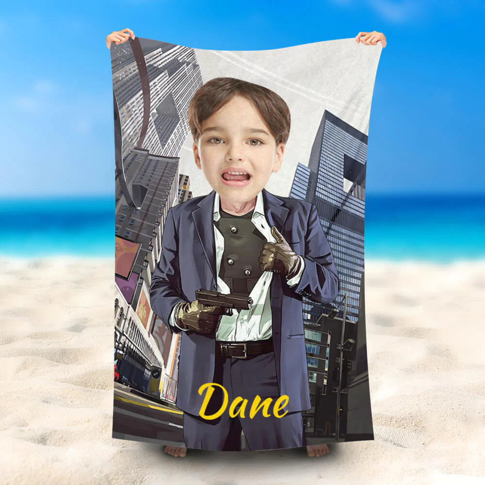 Lofaris Personalized Professional Spy City Beach Towel With Name