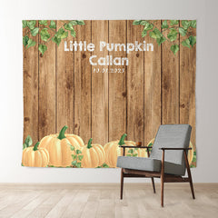 Lofaris Personalized Pumpkin And Wood Baby Shower Backdrop