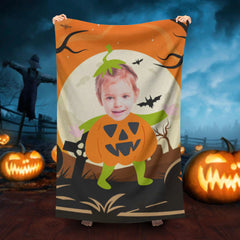 Lofaris Personalized Pumpkin Moon Night Boy Beach Towel