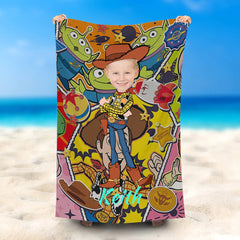 Lofaris Personalized Puppet Boy Roles Painting Beach Towel