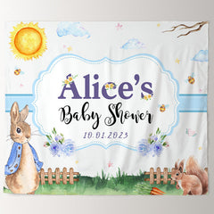 Lofaris Personalized Purple Rabbit Tale Baby Shower Backdrop