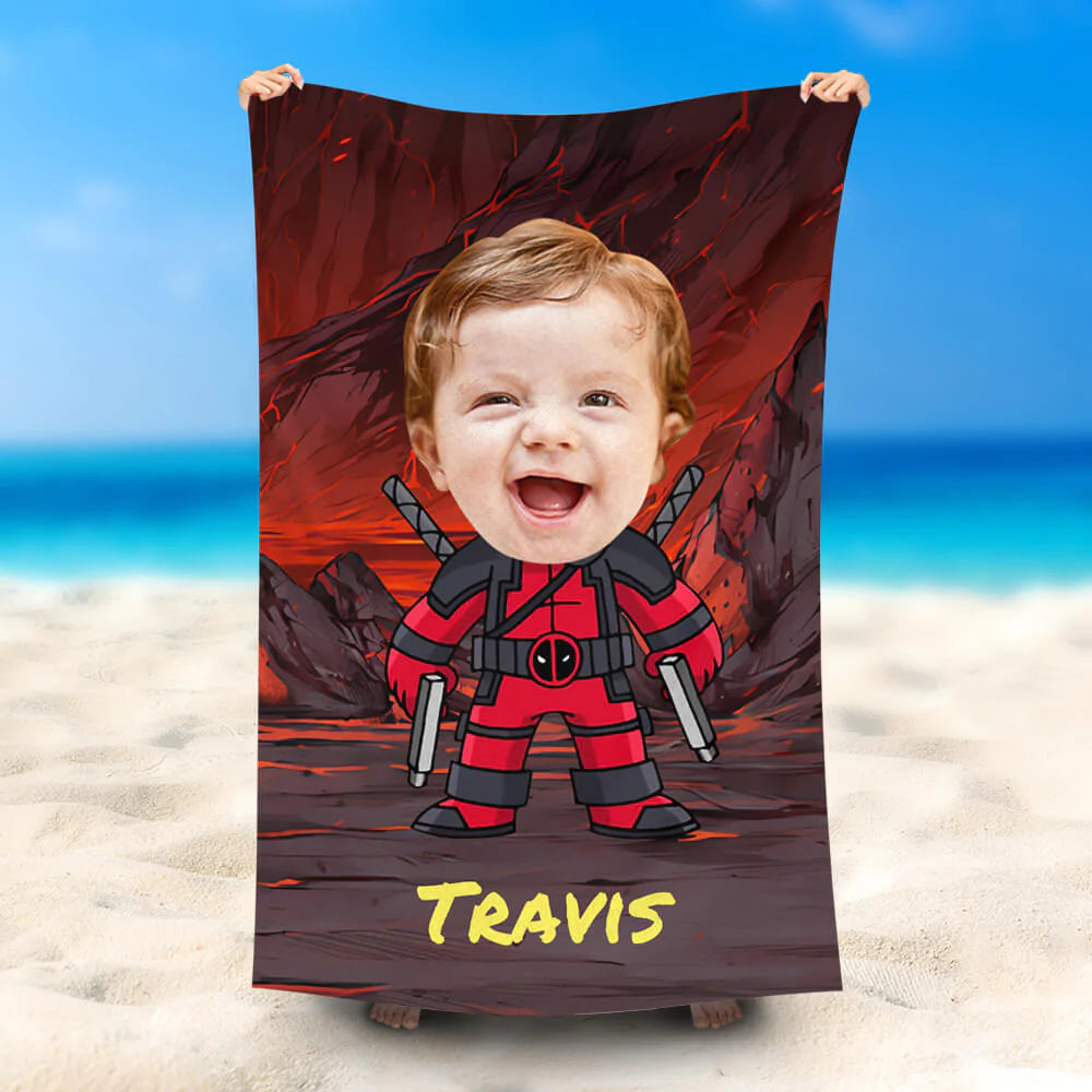 Lofaris Personalized Rad Deadboy Volcanic Rocks Beach Towel