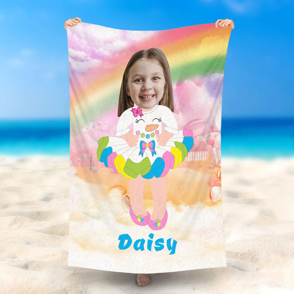 Lofaris Personalized Rainbow Pleated Skirt Girl Beach Towel