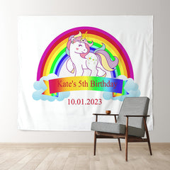 Lofaris Personalized Rainbow Unicorn Birthday Backdrop For Girl