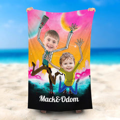 Lofaris Personalized Rick And Morty Pink Space Beach Towel