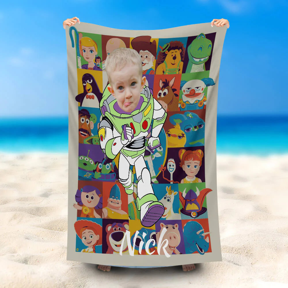 Lofaris Personalized Running Bazz Lightyear Beach Towel