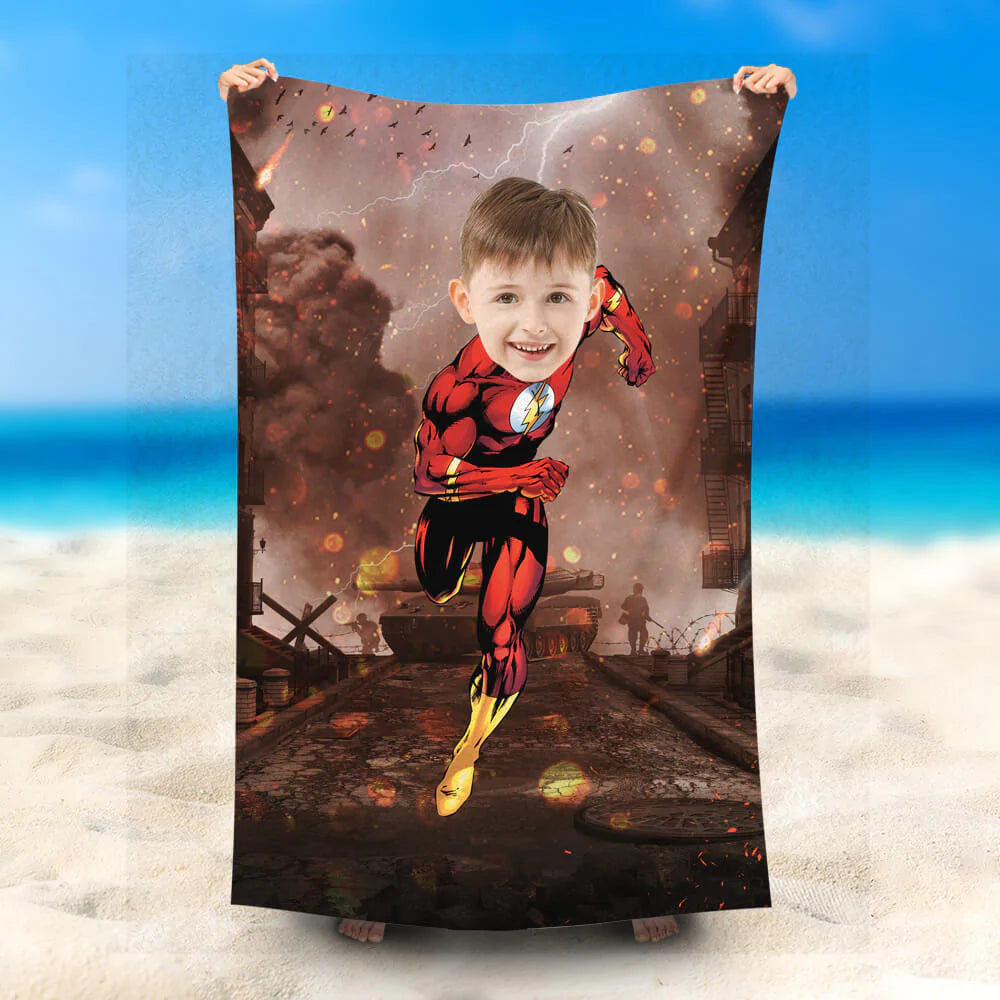 Lofaris Personalized Running Flashman Battlefield Beach Towel