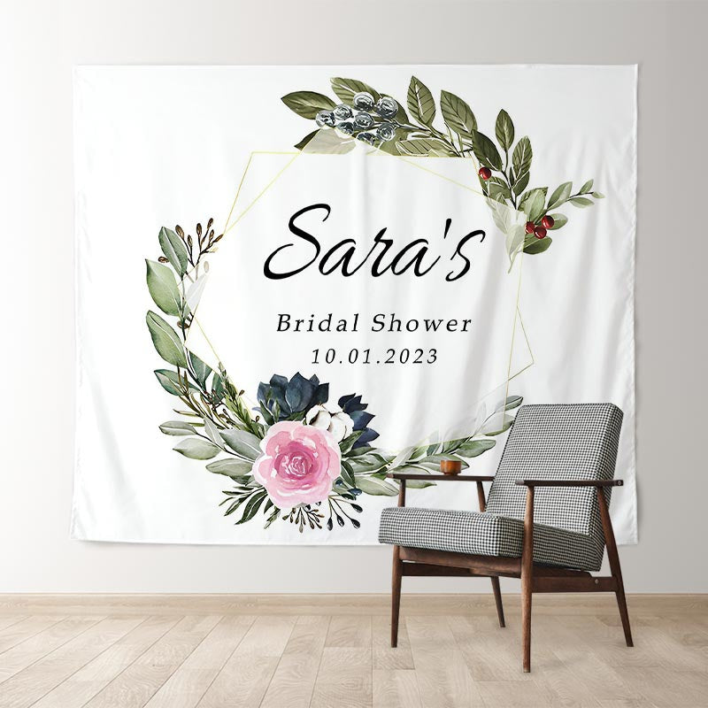 Lofaris Personalized Rustic Flower Geometric Wedding Backdrop