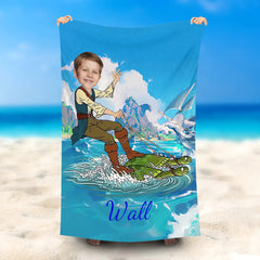 Lofaris Personalized Sailing Captain Jake Boy Beach Towel