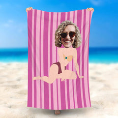 Lofaris Personalized Sexy Bikini Lady Beach Towel With Photo