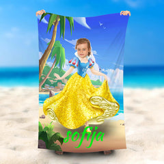 Lofaris Personalized Snow White Ocean Coconut Beach Towel