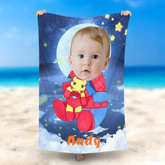 Lofaris Personalized Spiderbaby Cloud Star Moon Beach Towel