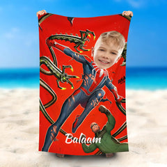 Lofaris Personalized Spiderboy And Doctor Octopus Beach Towel