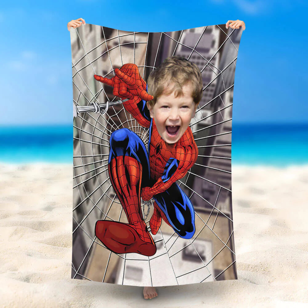 Lofaris Personalized Spiderboy Cobweb Top City Beach Towel