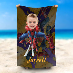 Lofaris Personalized Spiderboy Spins Beach Towel With Name