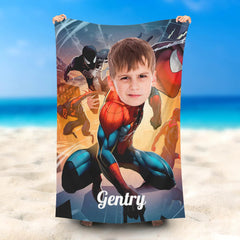 Lofaris Personalized Spiderboy Venom Beach Towel With Photo