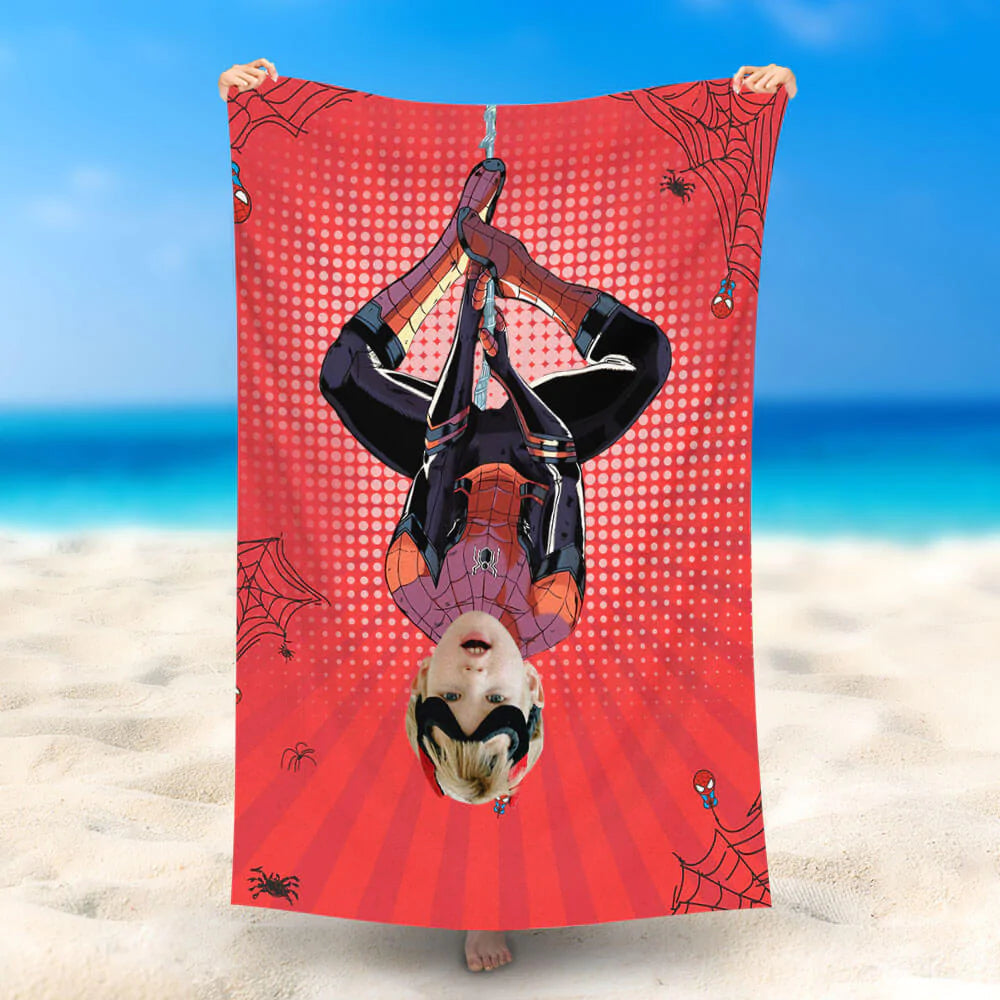 Lofaris Personalized Spiderman Red Photo Beach Towel For Man