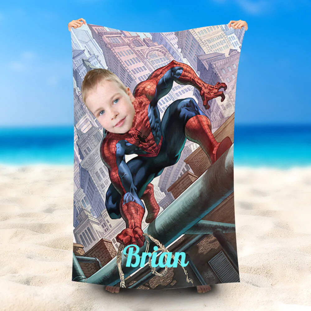 Lofaris Personalized Spiderman Water Pipe Build Beach Towel