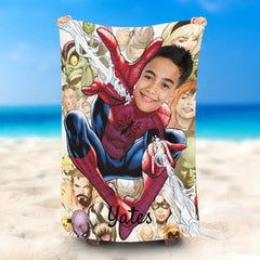 Lofaris Personalized Spining Spiderboy Characters Beach Towel