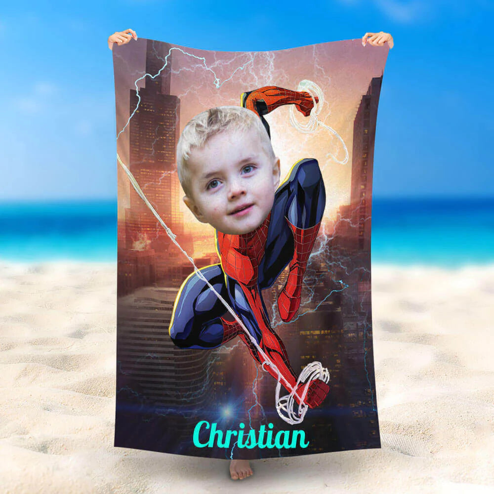 Lofaris Personalized Spinning Climbling Spiderboy Beach Towel