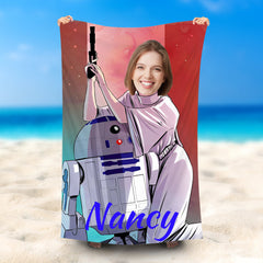 Lofaris Personalized Star Wars Leia Beach Towel With Photo