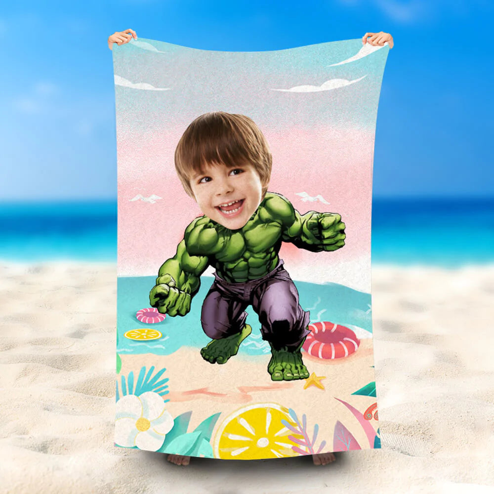 Lofaris Personalized Strong Hulkboy Summer Swim Beach Towel