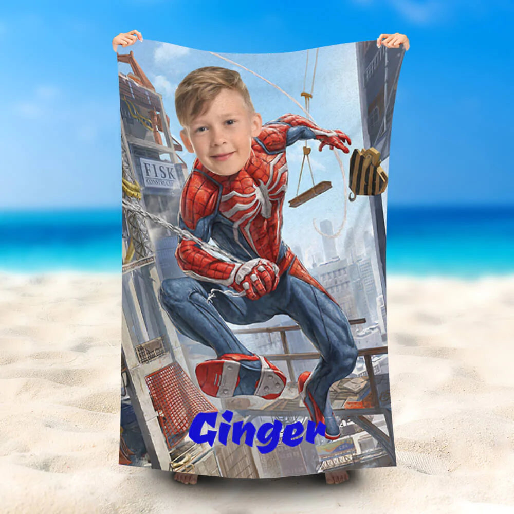 Lofaris Personalized Strong Spiderboy After War Beach Towel