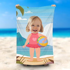 Lofaris Personalized Summer Girl Beach Towel With Photo