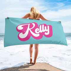 Lofaris Personalized Summer Name And Solid Color Beach Towel