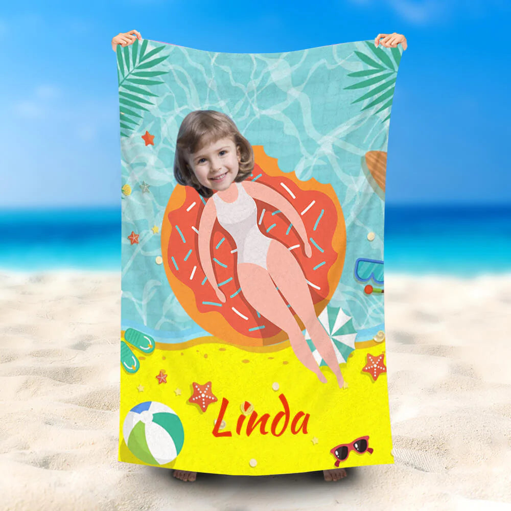 Lofaris Personalized Summer Swimming Ring Leaf Beach Towel