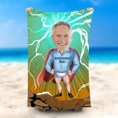 Lofaris Personalized Super Daddy With Cloak Green Beach Towel