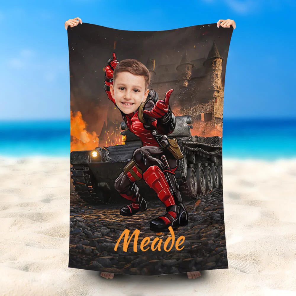 Lofaris Personalized Suqat Deadpool Battlefield Beach Towel