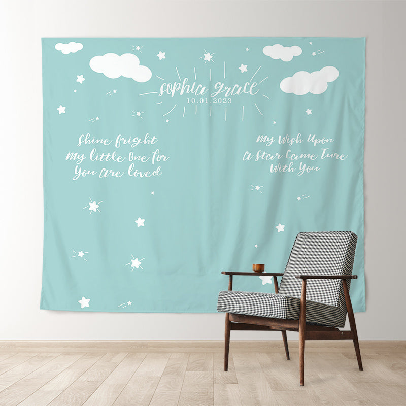 Lofaris Personalized Twinkle Stars Baby Shower Backdrop Decor