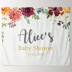 Lofaris Personalized White Floral Baby Shower Girl Backdrop