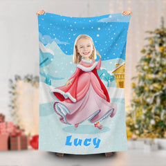 Lofaris Personalized Winter Pink Dress Princess With Photo