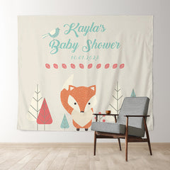 Lofaris Personalized Woodland Baby Shower Backdrop with Animals