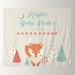 Lofaris Personalized Woodland Baby Shower Backdrop with Animals