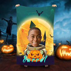 Lofaris Personalized Yoda Pumpkin Moon Bat Ghost Beach Towel