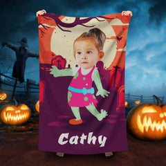 Lofaris Personalized Zombie Girl Beach Towel With Photo