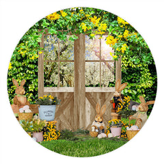 Lofaris Peter Rabbit Floral Garden Happy Easter Round Backdrop