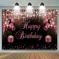 Lofaris Pink And Black Ballon Glitter Bokeh Birthday Backdrop