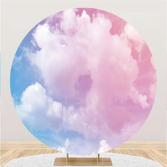 Lofaris Pink And Blue Cloud Round Girls Baby Shower Backdrop