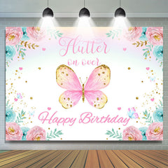 Lofaris Pink And Blue Flowers Butterfly Theme Birthday Backdrop