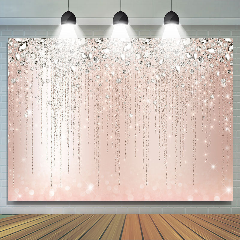 Lofaris Pink And Glitter Bokeh Happy Birthday Backdrop For Girl