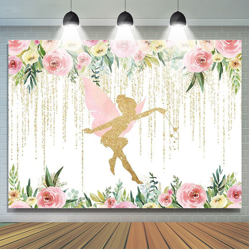 Lofaris Pink And Gold Floral Fairy Princess Birthday Party For Girl