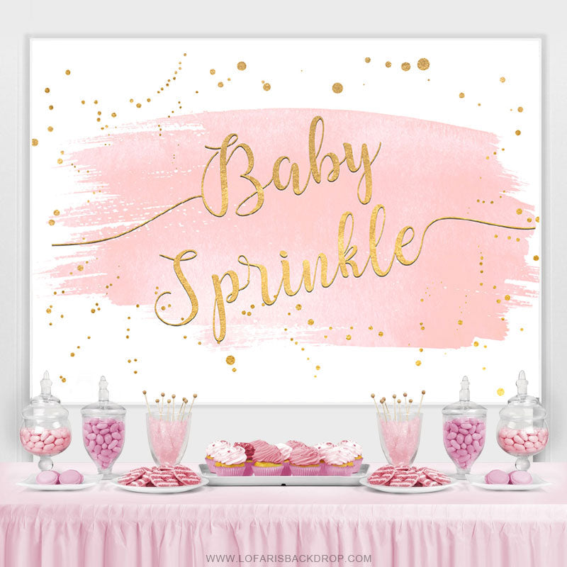 Lofaris Pink And Gold Glitter Sprinkle Baby Shower Backdrop