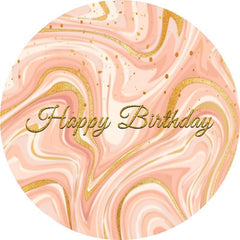 Lofaris Pink and Gold Glitter Round Happy Birthday Backdrop